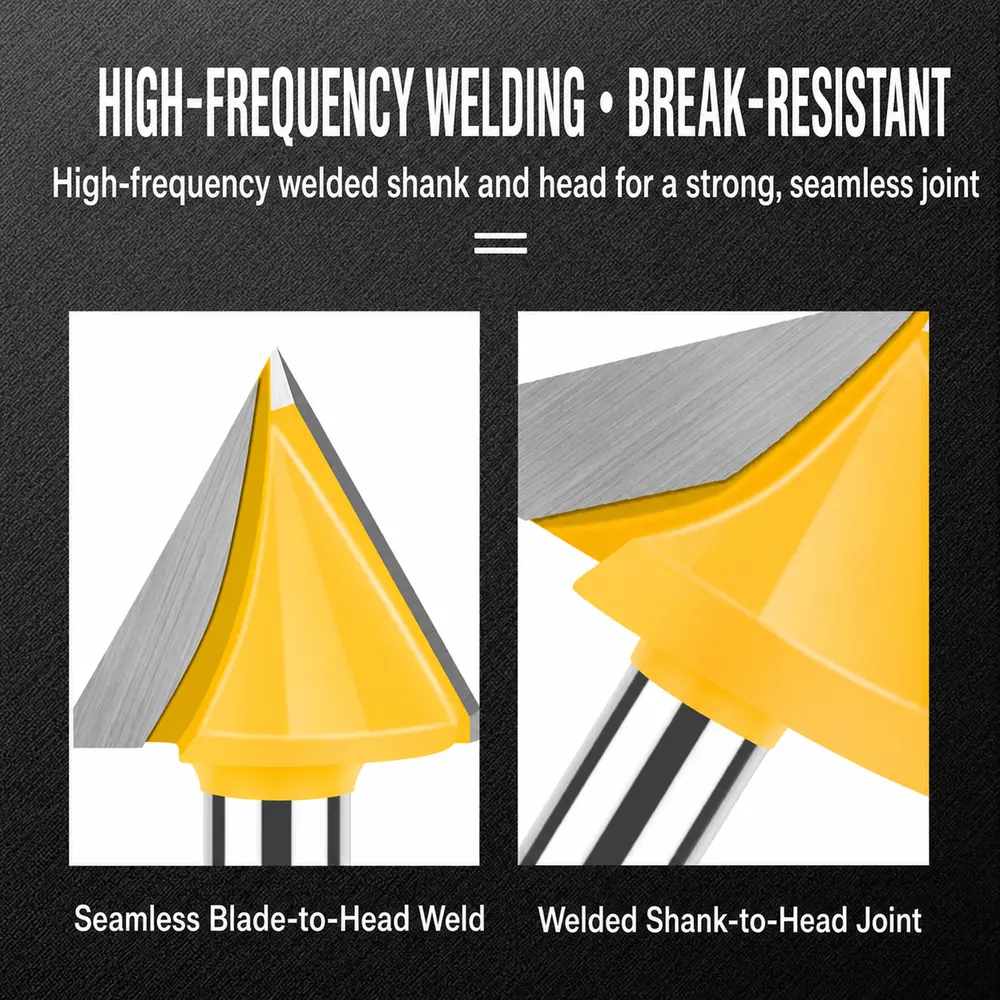 High-frequency welded cutter head and shank detail