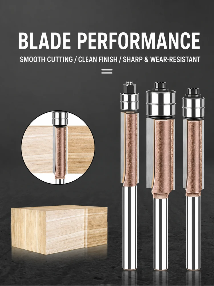 CUTQOR Professional Dual-Bearing Flush-Trim Router Bit Sets product detail