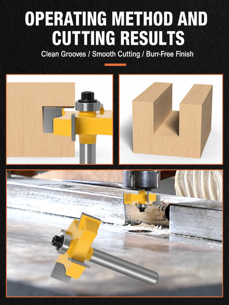 CUTQOR Four-Flute Bearing T-Slot Router Bits product detail