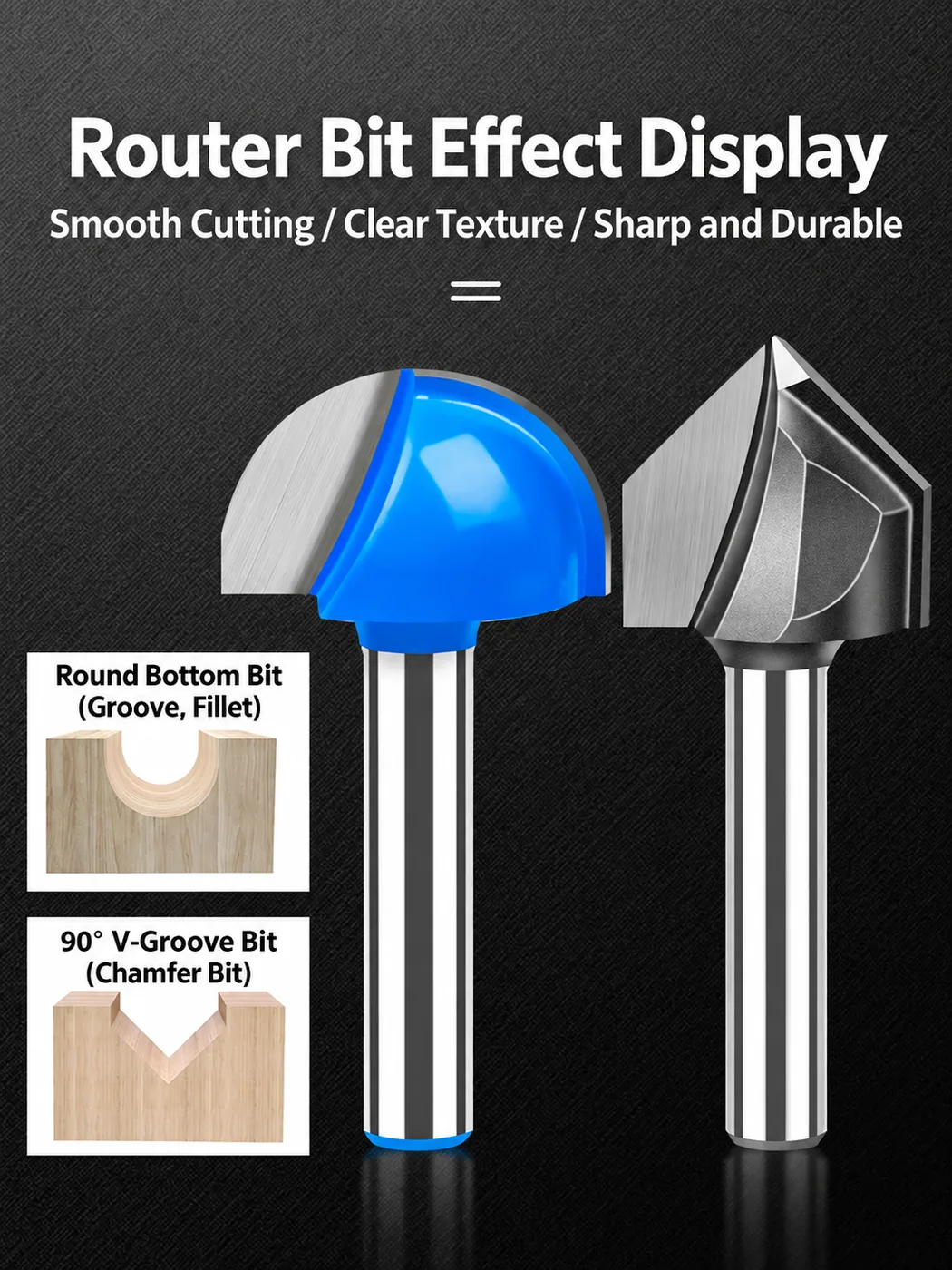 CUTQOR 1/4-Inch 90° V-Groove Router Bits localized English product image 10035-en.webp