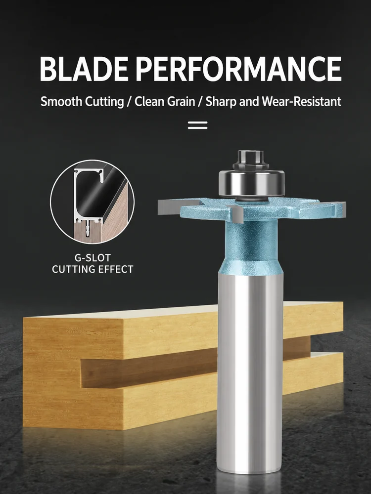 CUTQOR Narrow-Slot Four-Flute Bearing T-Slot Router Bits product detail