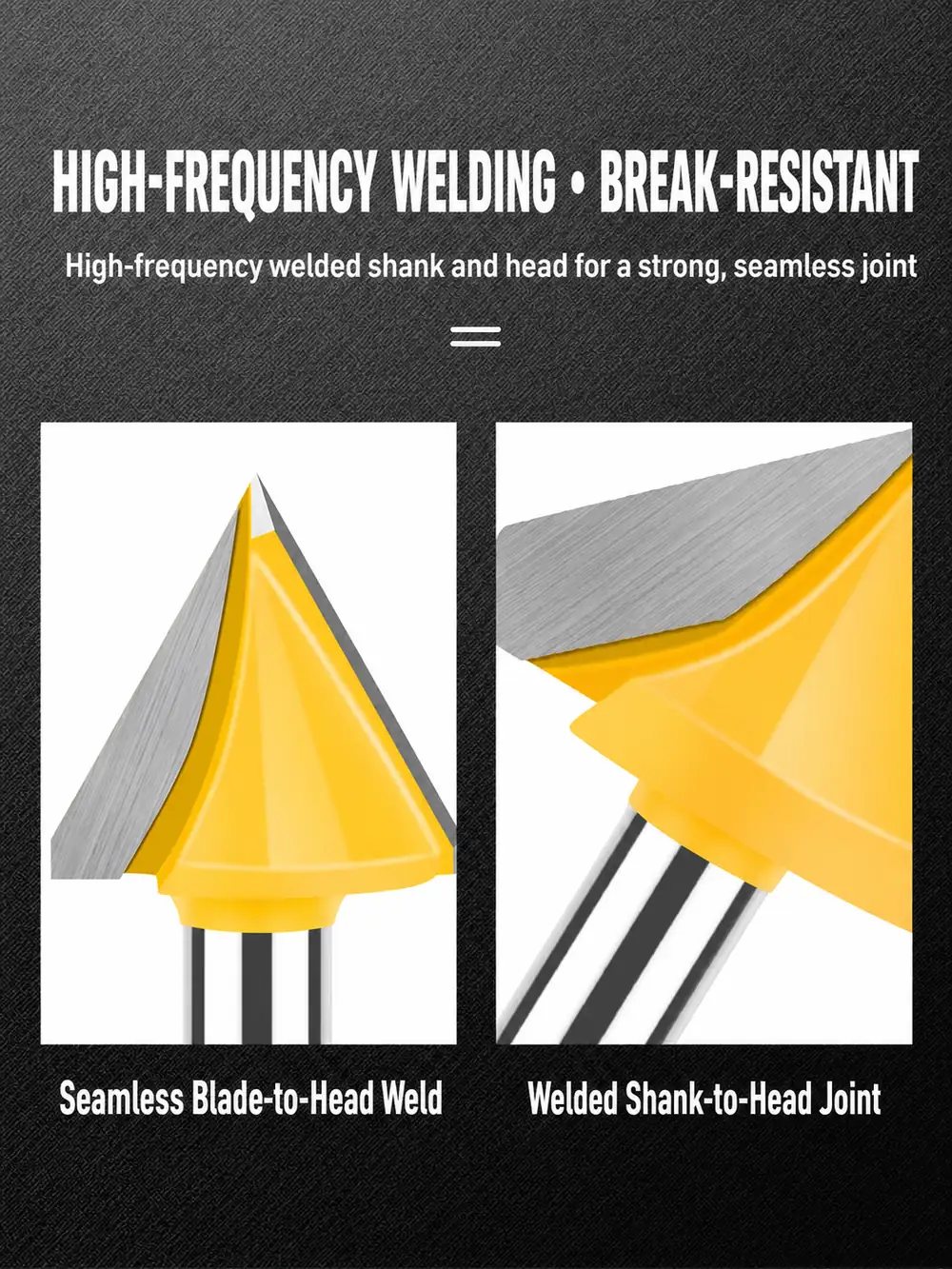 Break-resistant high-frequency welded V-groove cutter construction