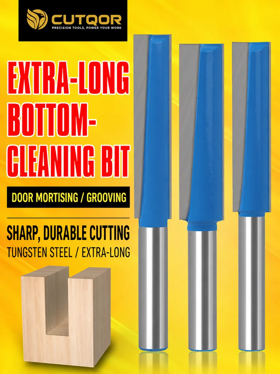 CUTQOR extra-long bottom-cleaning bit range for mortising and grooving