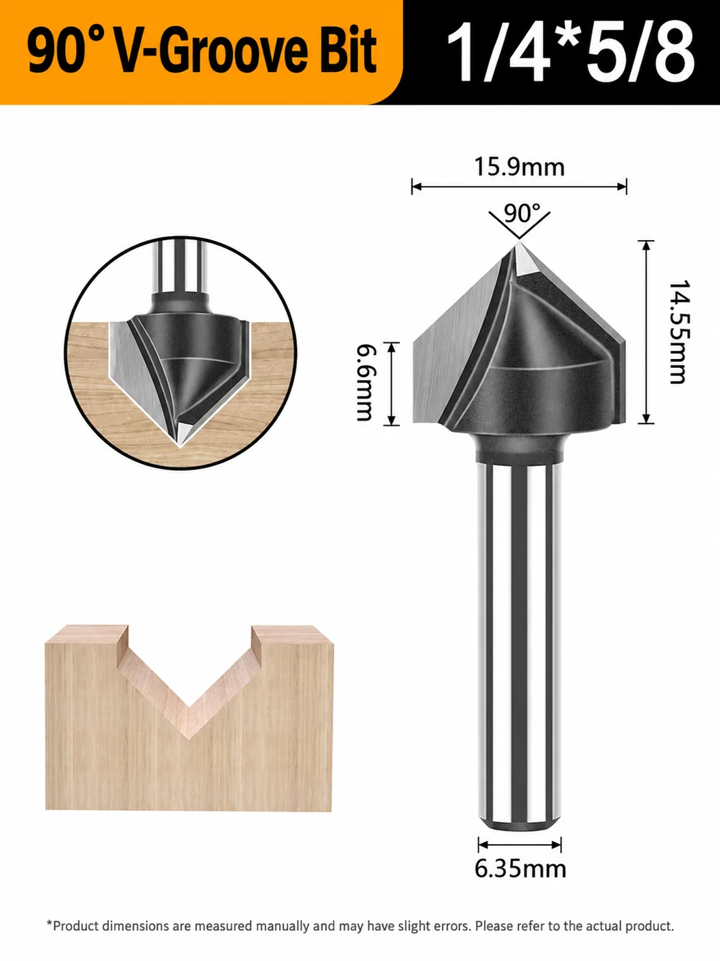 CUTQOR 1/4-Inch 90° V-Groove Router Bits localized English product image 10039-en.webp