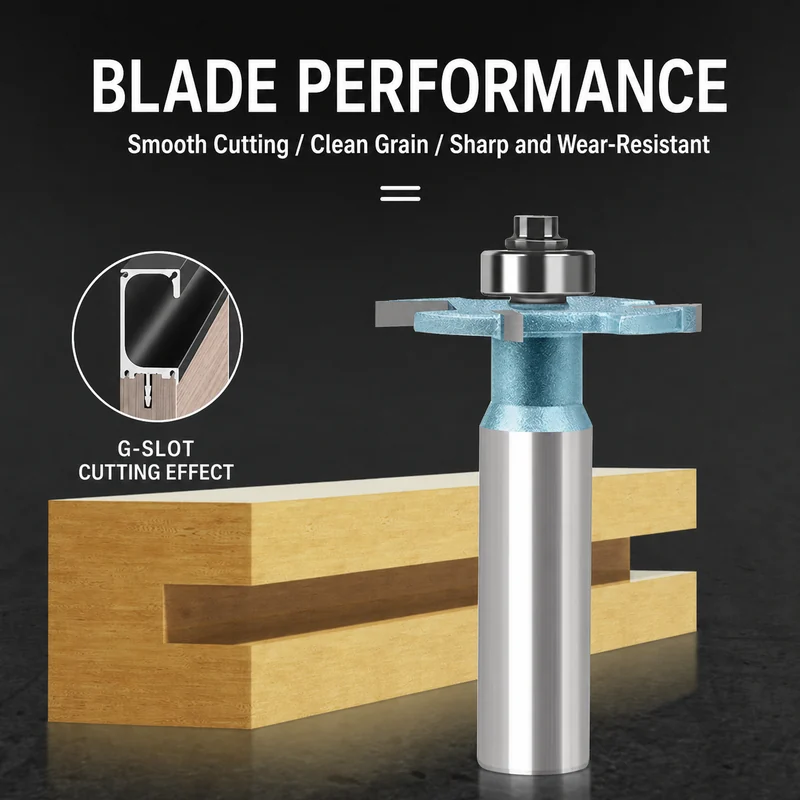CUTQOR Narrow-Slot Four-Flute Bearing T-Slot Router Bits product detail