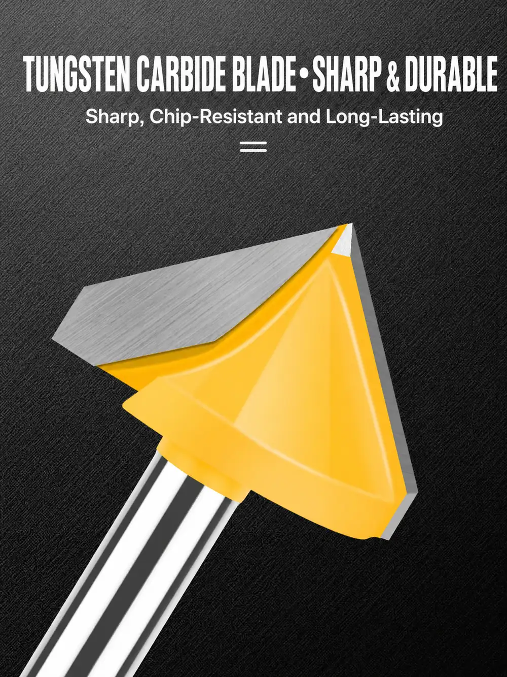 Tungsten carbide V-groove blade close-up