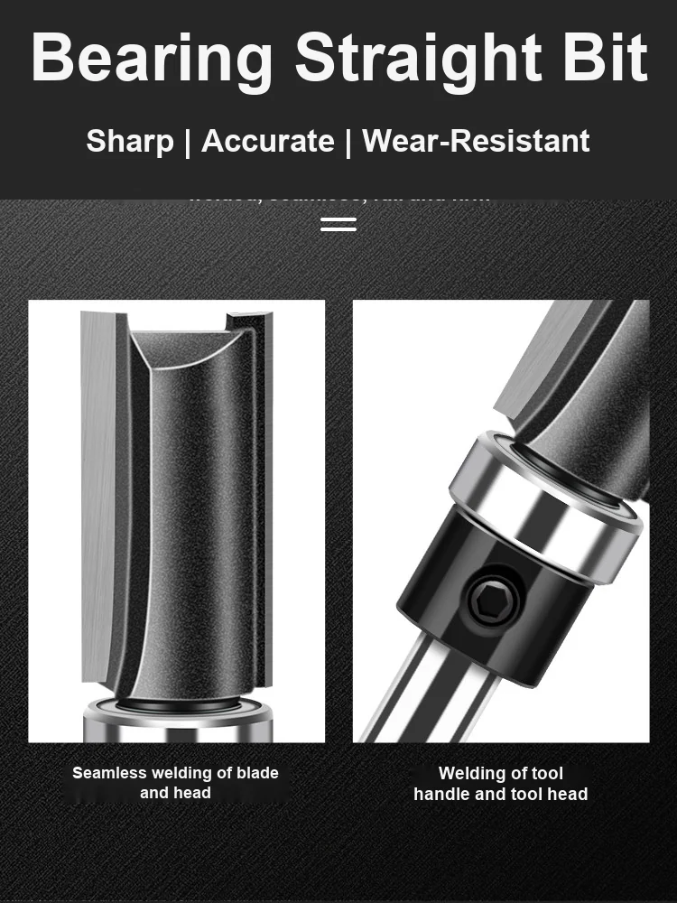 CUTQOR Bottom-Bearing Three-Flute Straight Router Bits product detail