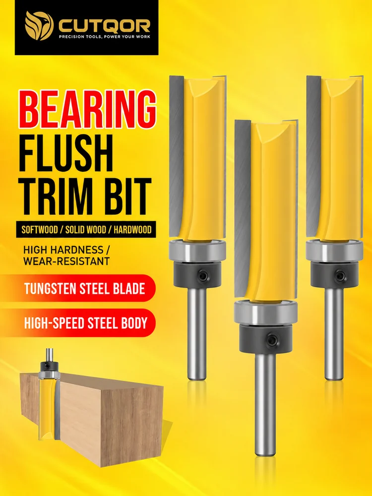 CUTQOR Bearing-Guided Flush-Trim & Three-Flute Router Bits product detail
