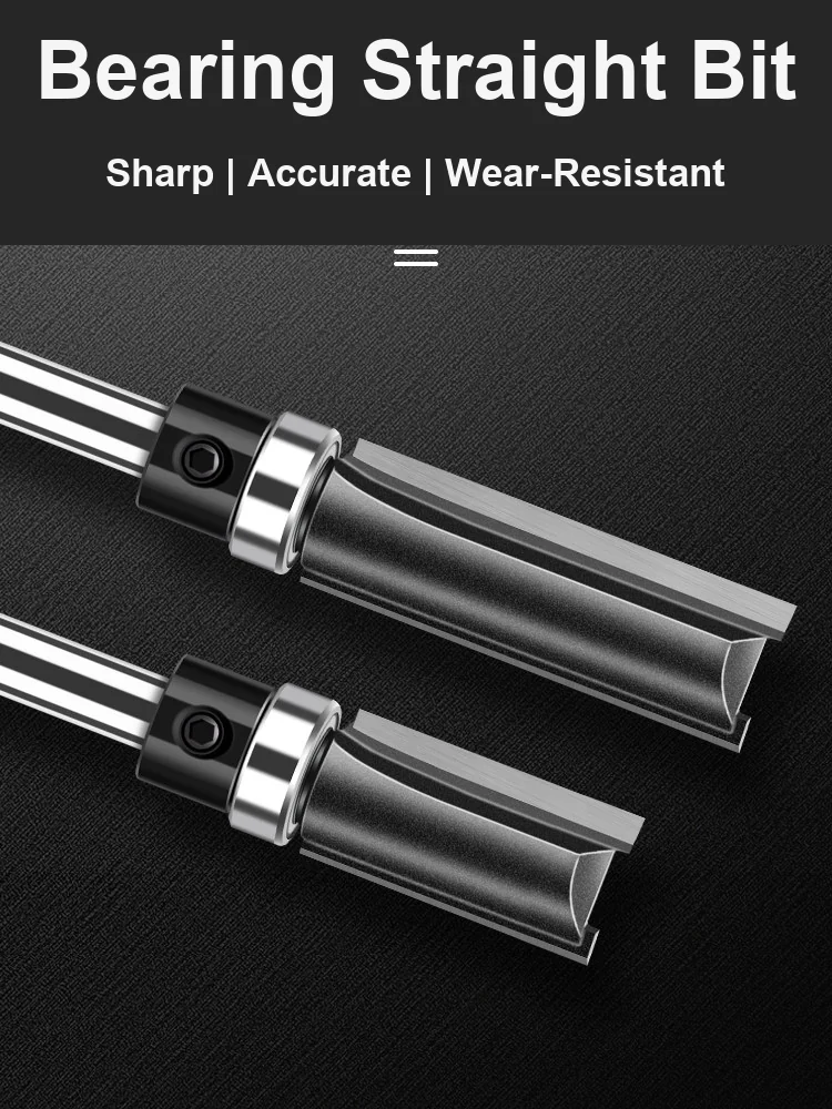 CUTQOR Bottom-Bearing Three-Flute Straight Router Bits product detail