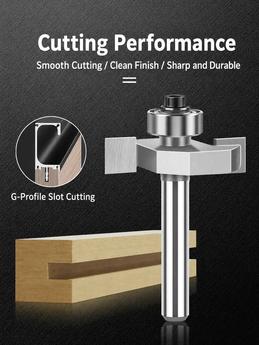 CUTQOR bearing-guided T-slot mortise and tenon router bit