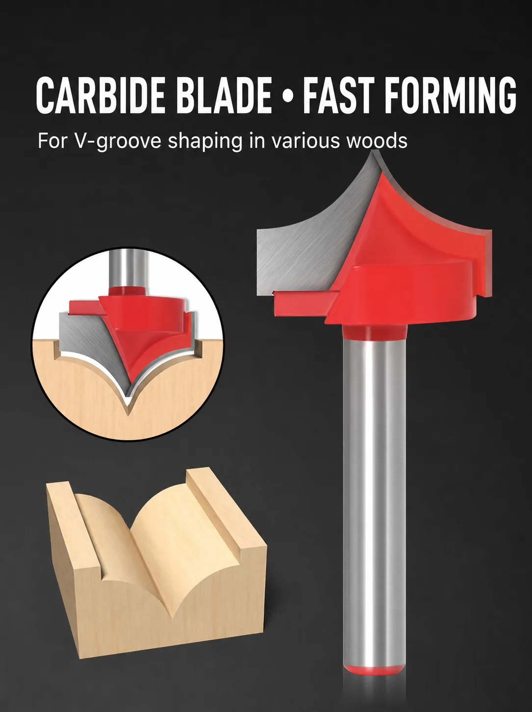 Pointed V-Groove Router Bit 6 × 8 - product detail 6