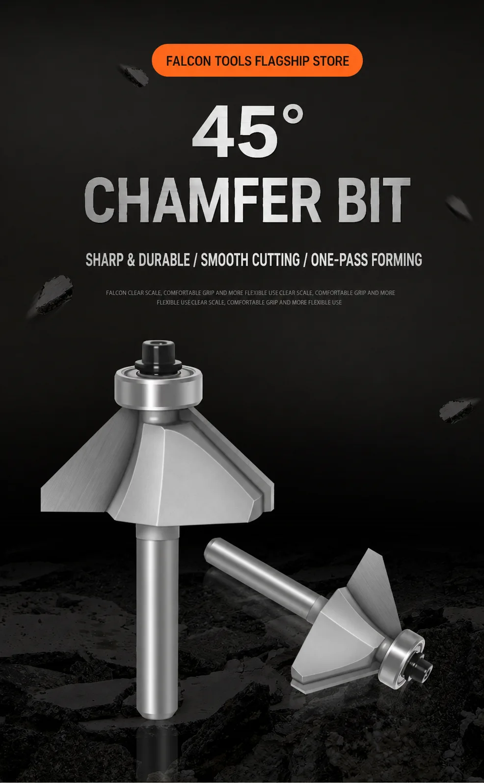 45° Chamfer Router Bit 1/4 × 5/16 for Woodworking - product detail 1