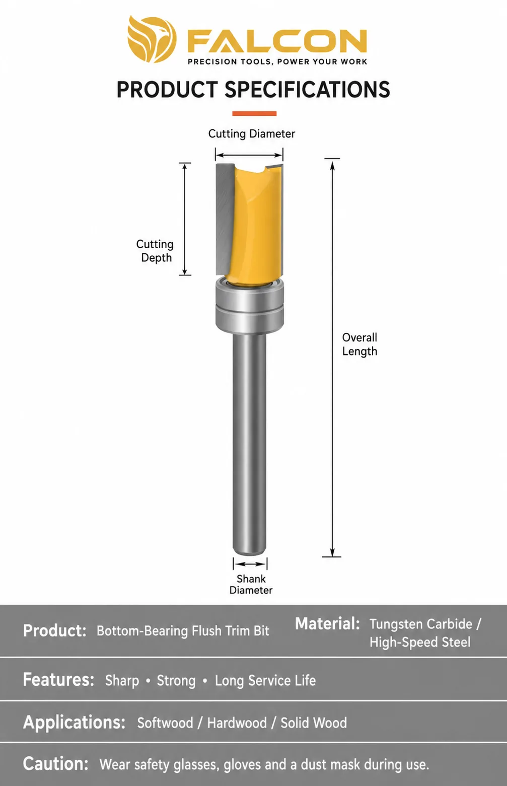 Bearing-Guided Flush Trim Router Bit 6 × 3/4 × 25 - product detail 8