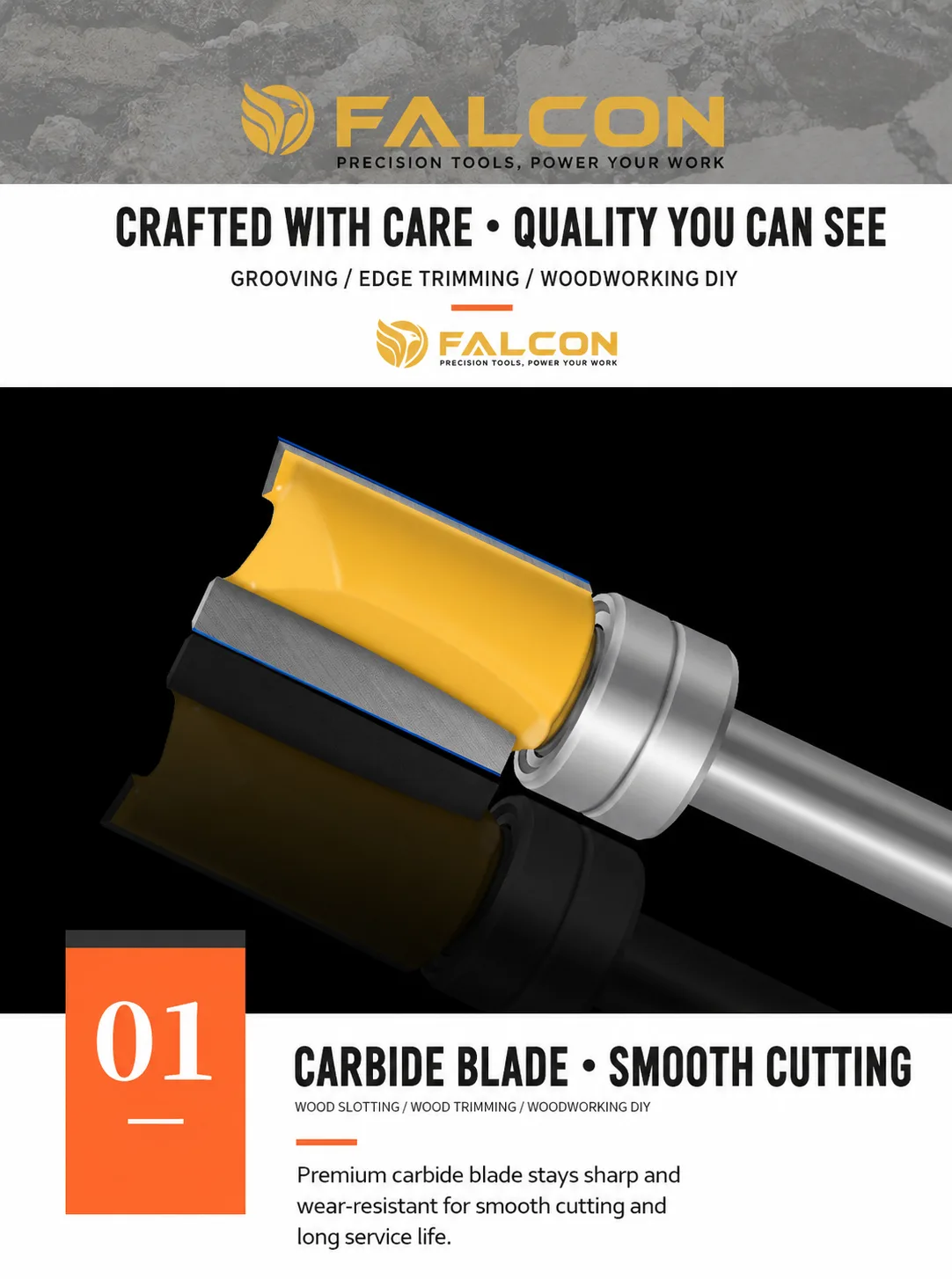 Bearing-Guided Flush Trim Router Bit 6 × 3/4 × 25 - product detail 1