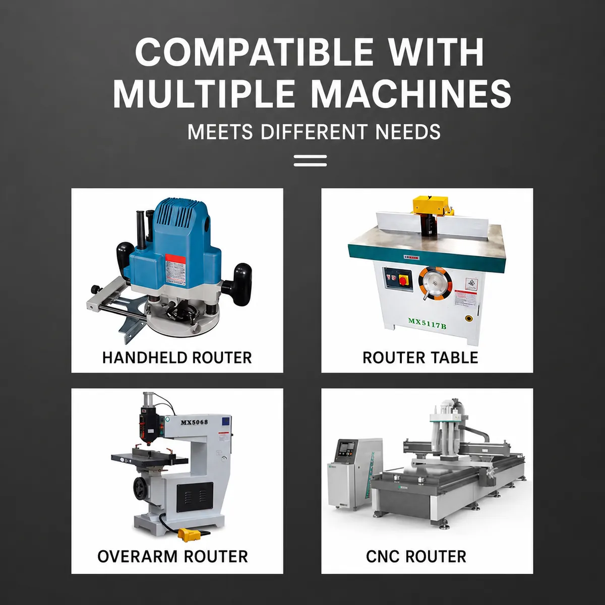 Compatible handheld table overarm and CNC routers