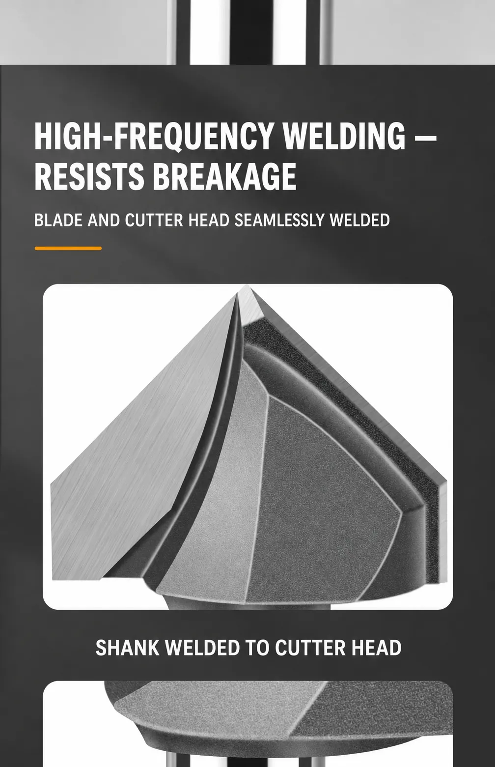 High-frequency welded V-groove bit cutter head and shank