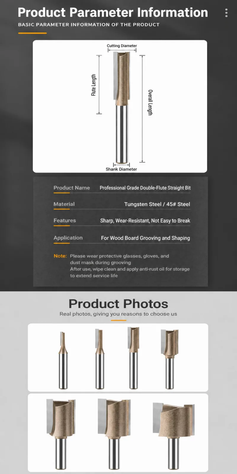 Professional Straight Router Bit 6 × 6 × 30 - product detail 8
