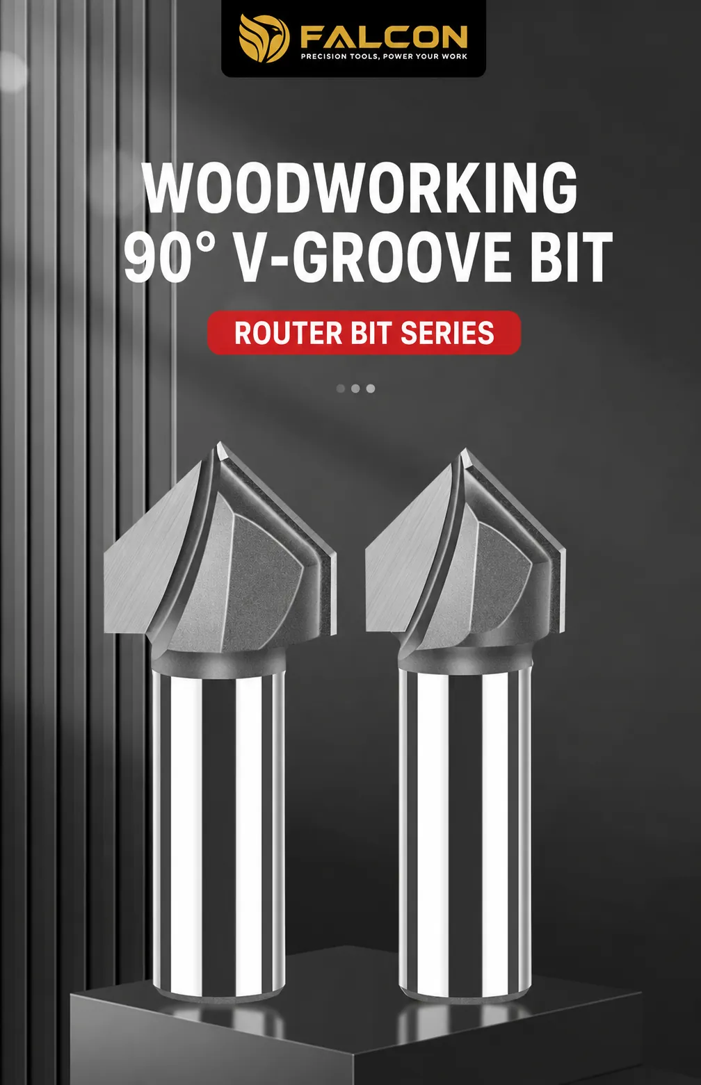 Woodworking V-groove router bit product family