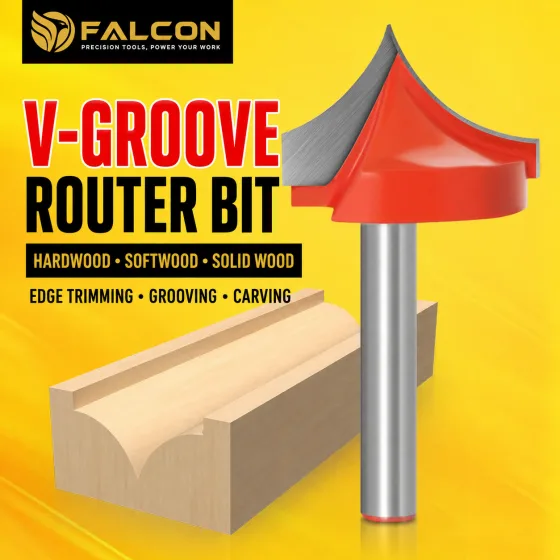Pointed V-Groove Router Bit 6 × 8
