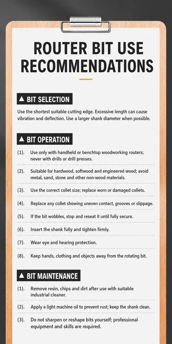 Router Bit Use Recommendations