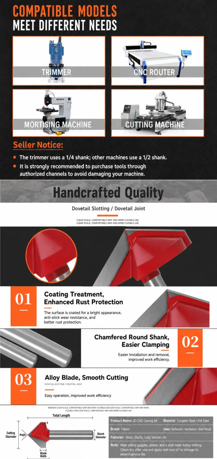 3D Computer Engraving V-Groove Router Bit 8 × 38 × 90° - product detail 4