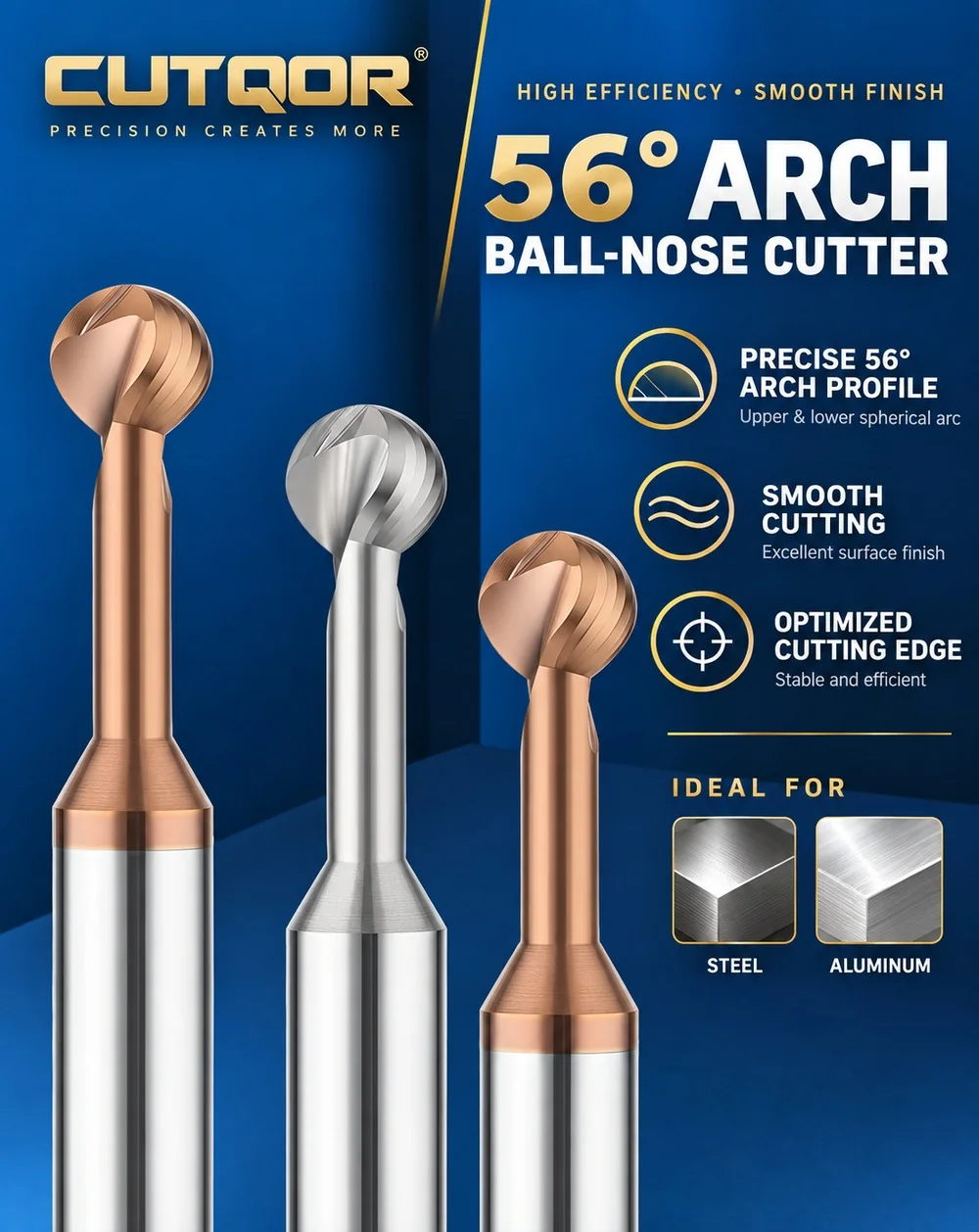 56° Carbide Lollipop Ball Nose Cutters — translated original product image