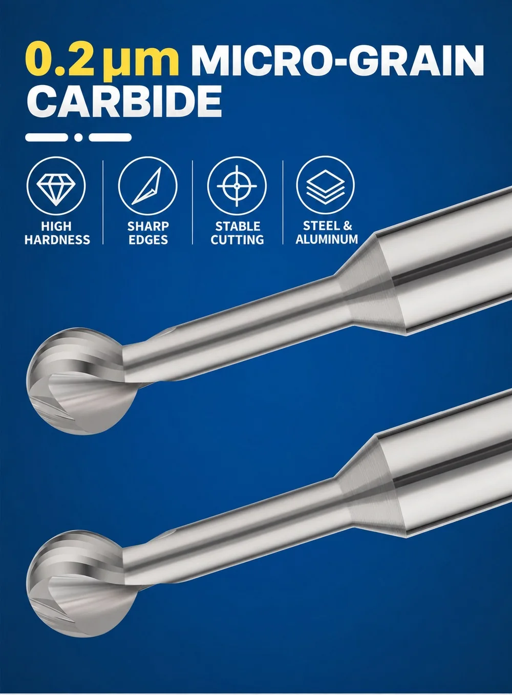 56° Carbide Lollipop Ball Nose Cutters — translated original product image