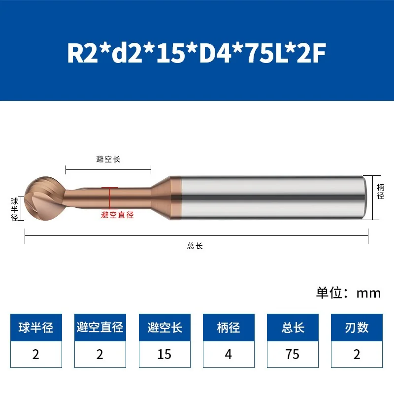 56° Carbide Lollipop Ball Nose Cutters — translated original product image