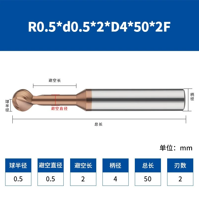 56° Carbide Lollipop Ball Nose Cutters — translated original product image