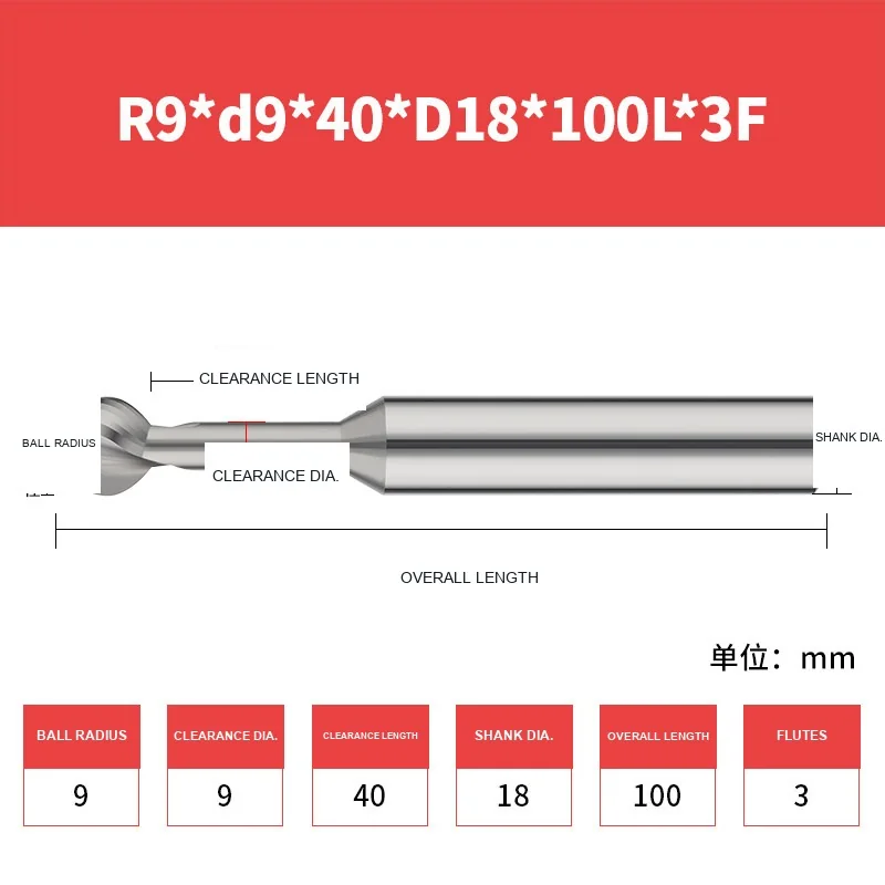 56° Carbide Lollipop Ball Nose Cutters — translated original product image