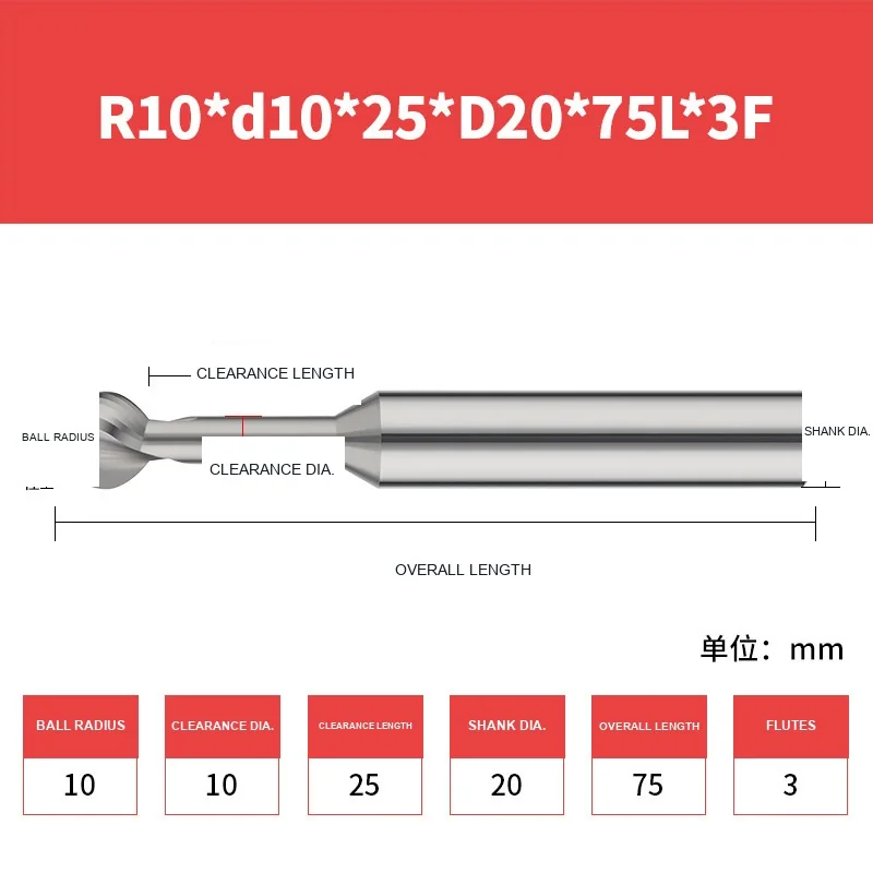 56° Carbide Lollipop Ball Nose Cutters — translated original product image