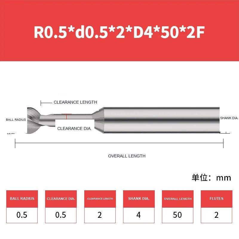 56° Carbide Lollipop Ball Nose Cutters — translated original product image